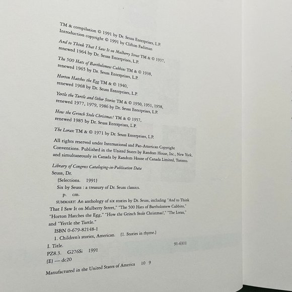 Six by Seuss Treasury of Dr. Seuss Classics Collection Limited Hardcover Book - Picture 3 of 7